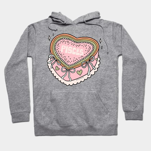 Pisces Heart Cake Hoodie by Doodle by Meg